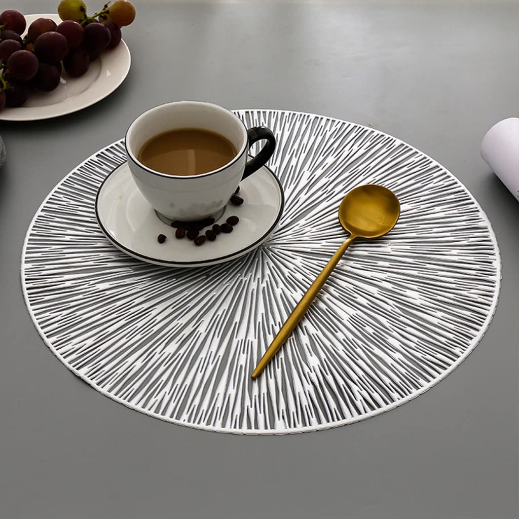 HASTHIP Placemats for Table Decoration with Anti Slip Strip Design 2pcs 38cm PVC Gold and Silver | Perfect for Dining and Banquets