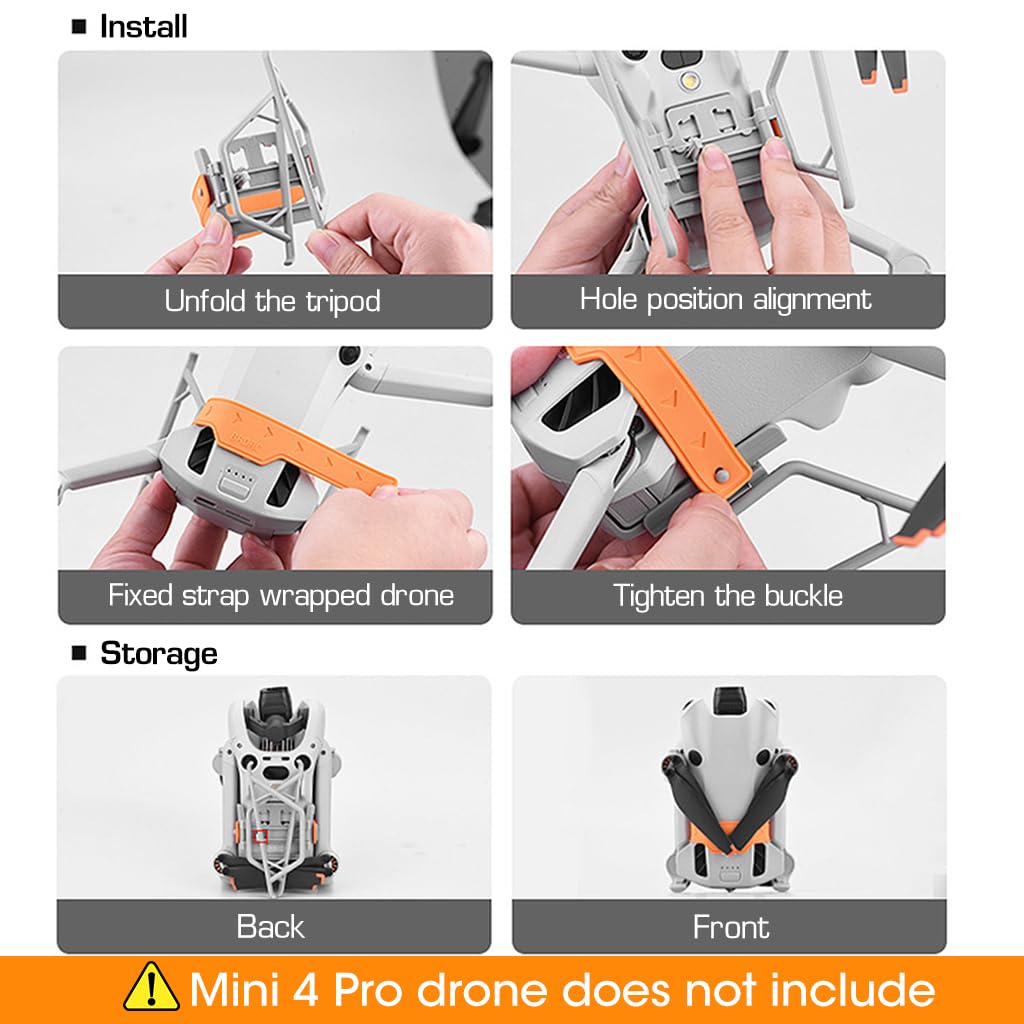 ZORBES Landing Gear for DJI Mini 4 Pro with 25mm Lift and Foldable Quick‑Release Design