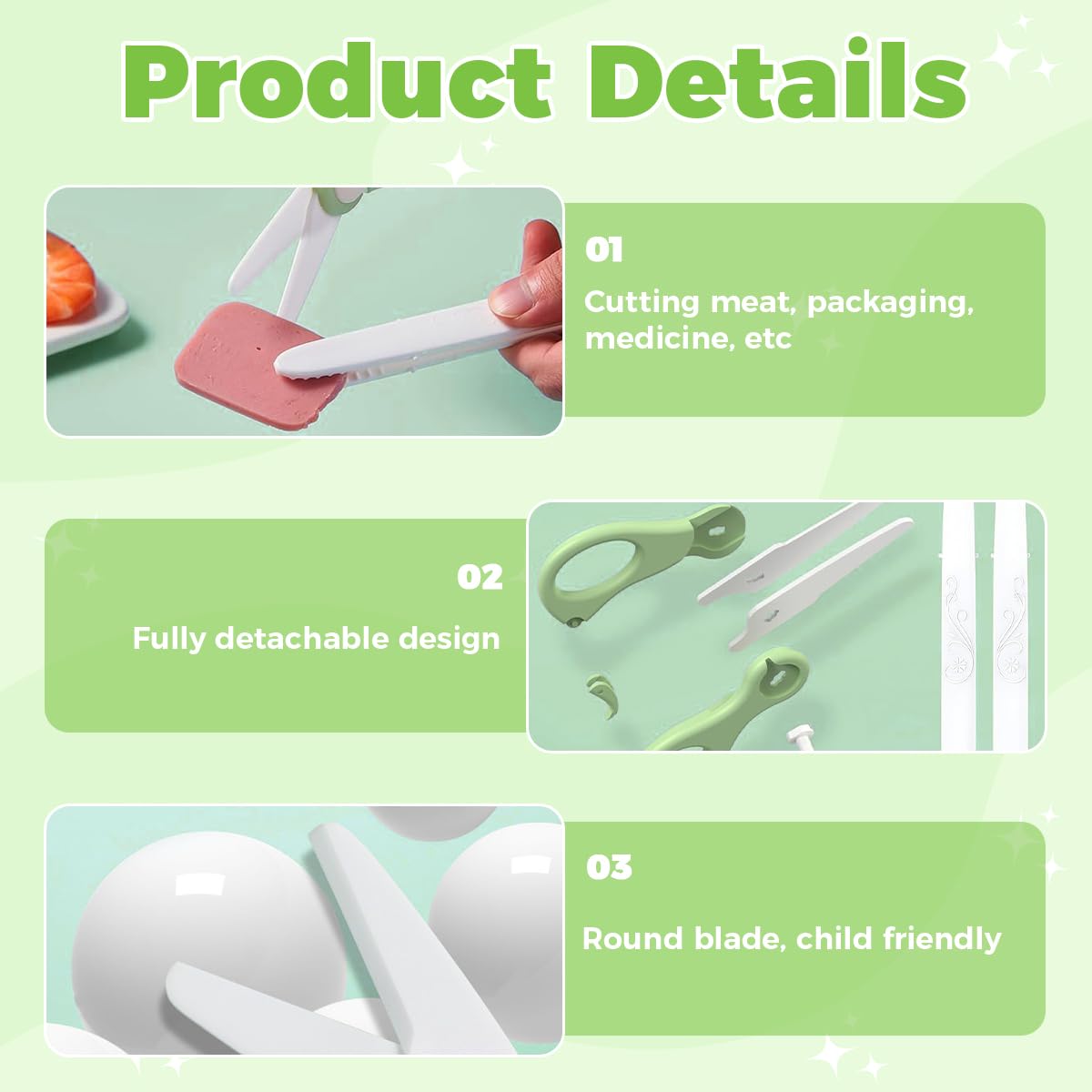 SNOWIE SOFT Baby Food Scissors for Safe Feeding with Safety Lock and Ceramic Blades | Includes Anti Slip Tongs and Storage Case