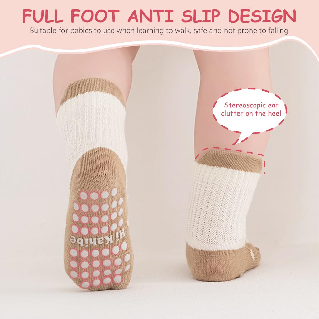 SNOWIE SOFT toddlers socks for 0-1 year boys and girls with anti-slip grips | 5 pairs breathable cotton ankle design