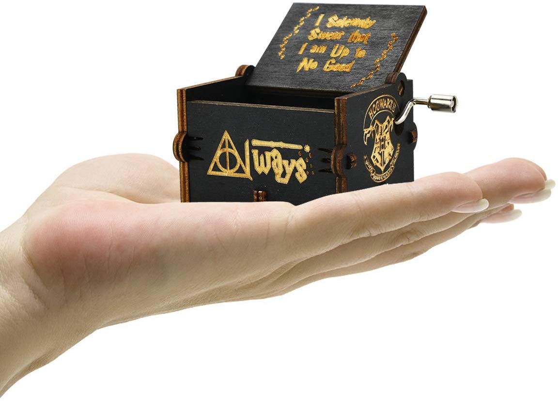 PATPAT Harry Potter Music Box for Birthday Gifts featuring Hand Crank and 2.5×2.0×1.75 in Wooden Design