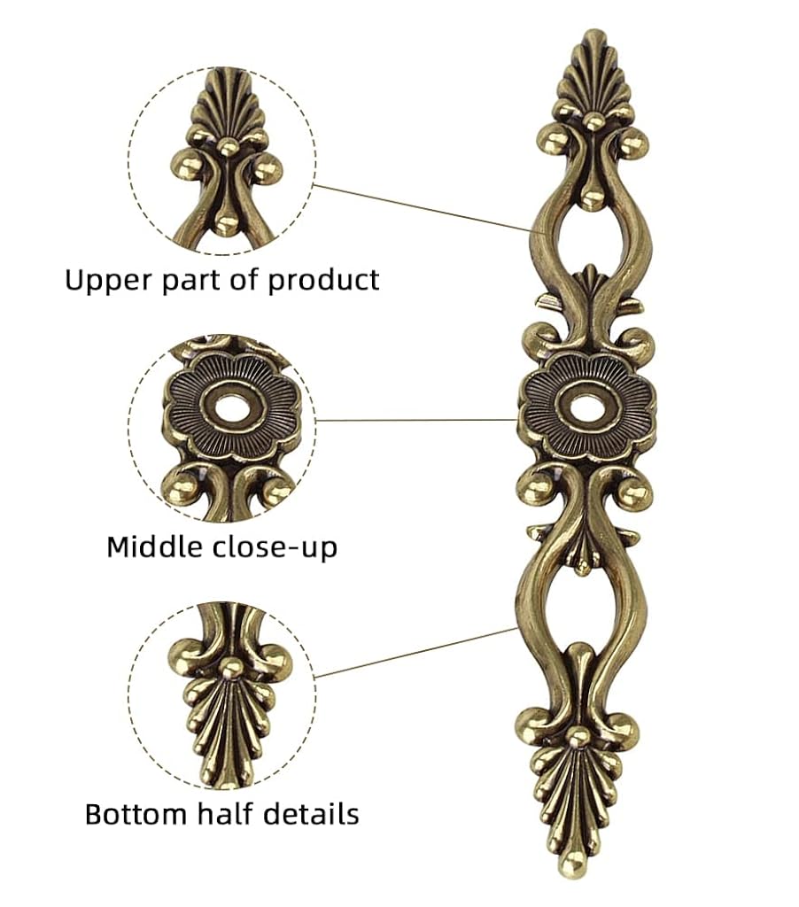 HASTHIP® 6Pcs Traditional Antique Brass Cabinet Drawer Door Pull Handle, 191mm, Zinc Alloy, Vintage Wardrobe Cupboard Hardware, Smooth Finish, For Kitchen, Bedroom, Bathroom, Includes Screw