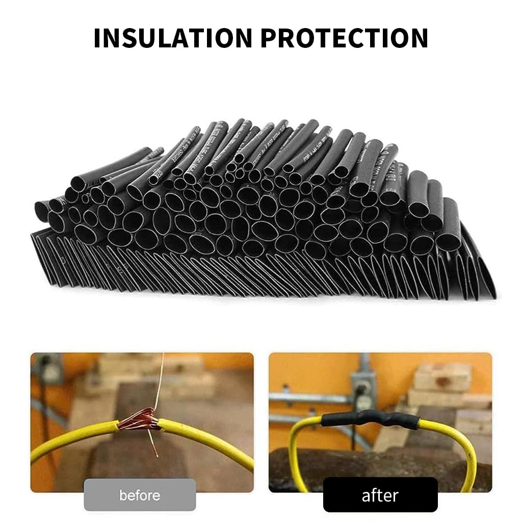 Serplex Heat Shrink Tubing Kit 650 pcs 8 Sizes for Cable Insulation with 2:1 Ratio | Polyolefin Sleeve Set in Storage Box