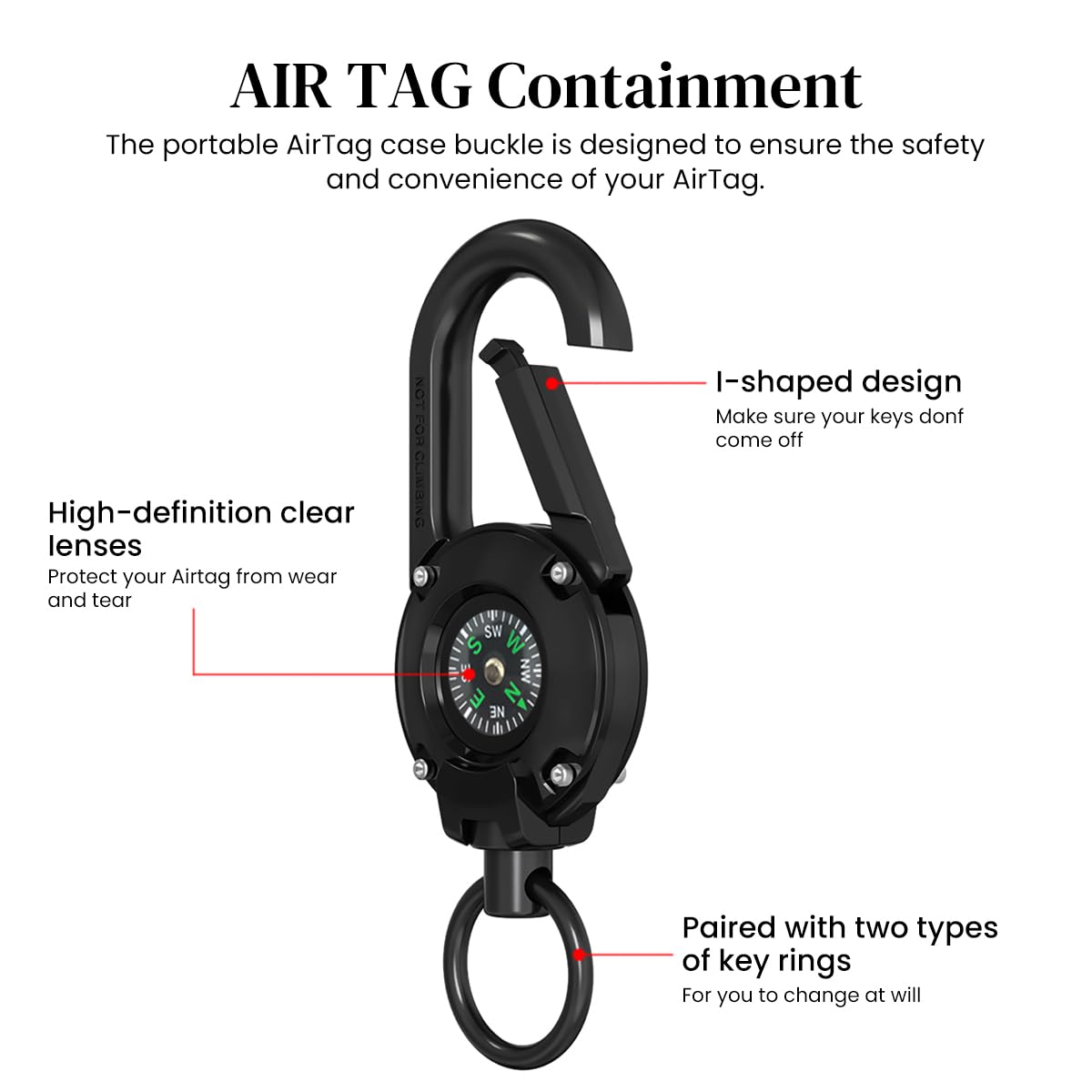 ZORBES® Case for AirTag, Airtag Keychain Airtag Holder, Anti-Lost AirTag Case with Quick Connection Buckle for Backpack Quick Release Keychain Outdoor Easy Attachment Buckle for Camping Hiking Travel