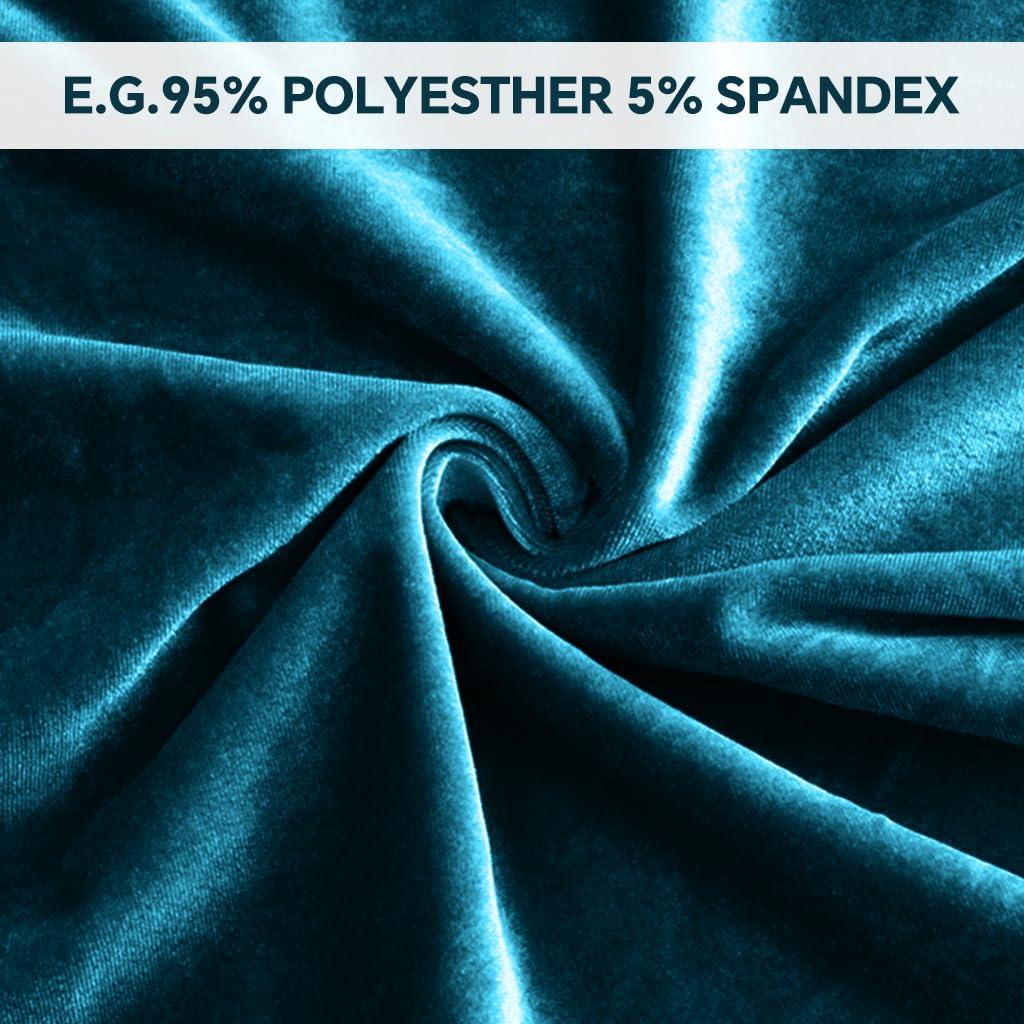 HASTHIP Seat Cover for Chair with 2 Piece Set featuring Elastic Edge Velvet Fabric Aqua Blue