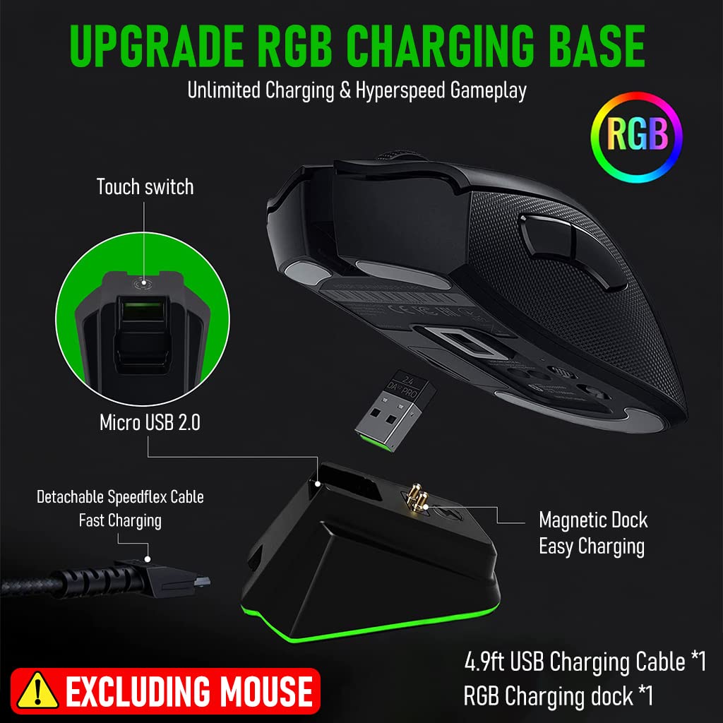 Verilux Mouse Charging Dock for Razer Naga V2 HyperSpeed with Anti Slip Base | Compatible with DeathAdder V2 Pro and Viper Ultimate