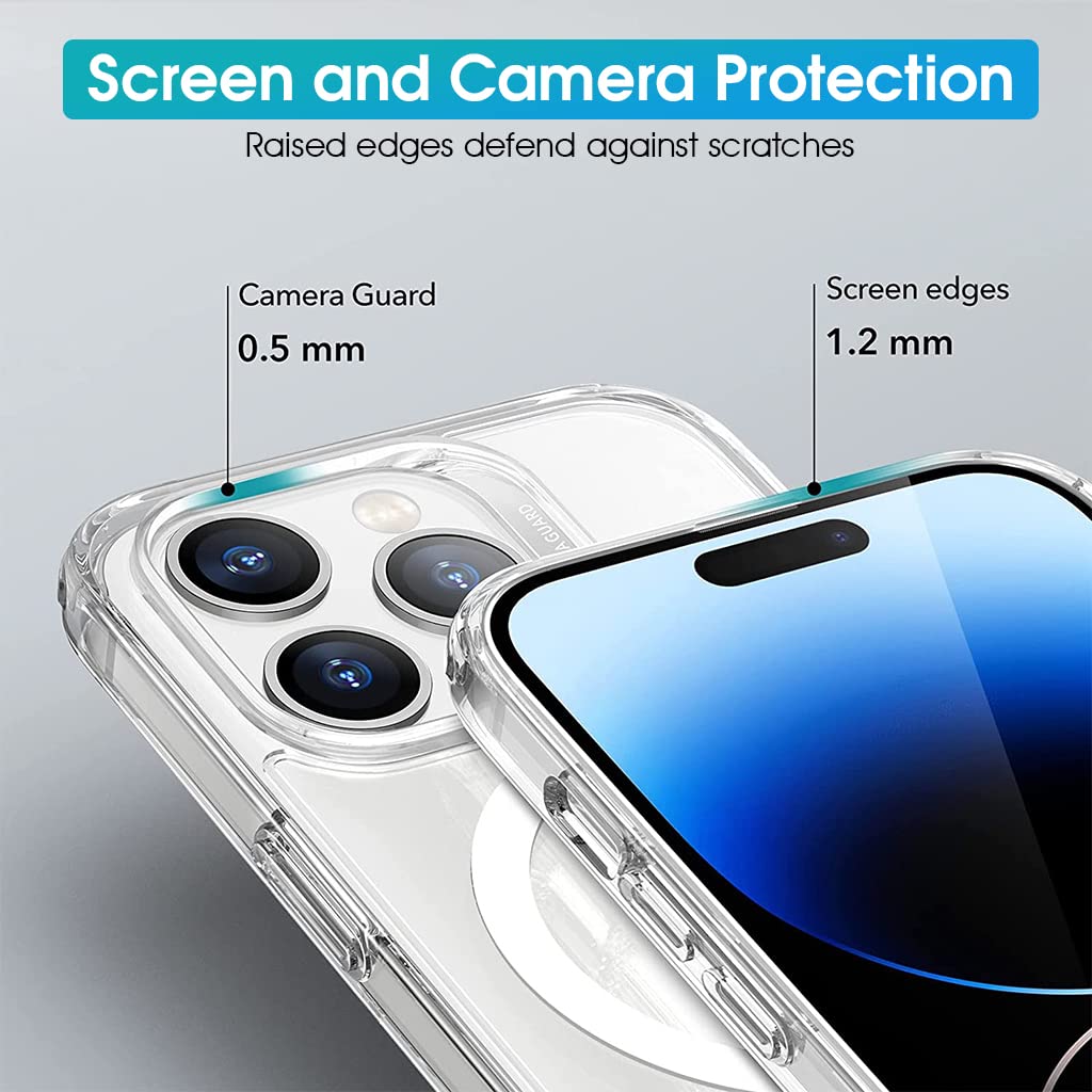 ZORBES iPhone 14 Pro Max Case with MagSafe featuring Strong Magnetic Lock and Clear Anti Yellow Back | Shockproof Protection for Screen and Camera