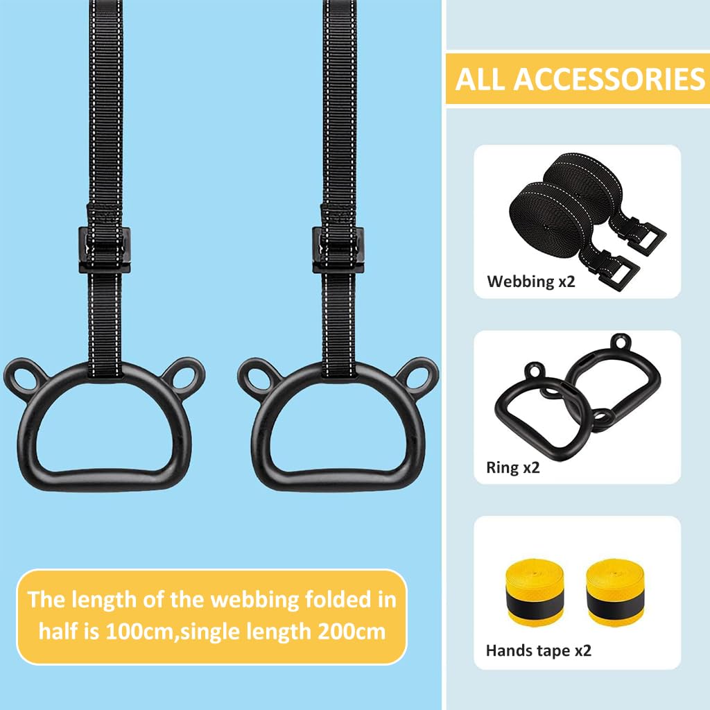 Proberos Kids Gymnastic Rings for Home Fitness with 400 kg Load Capacity | Adjustable 200 cm