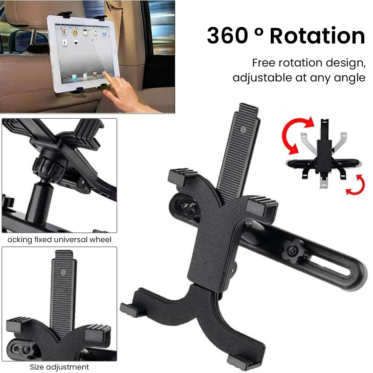 STHIRA Car Tablet Holder for Back Seat with Telescopic Arm Fit for 7–12.9 in Tablets | Adjustable Mount for Kids and Passengers