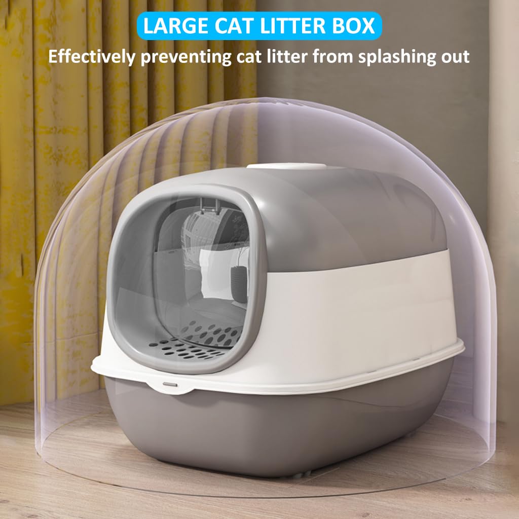 Qpets Cat Litter Box for Large Cats with 180 Degree Flip Lid and UV Sterilization Light | 40×56×40 cm Enclosed Design