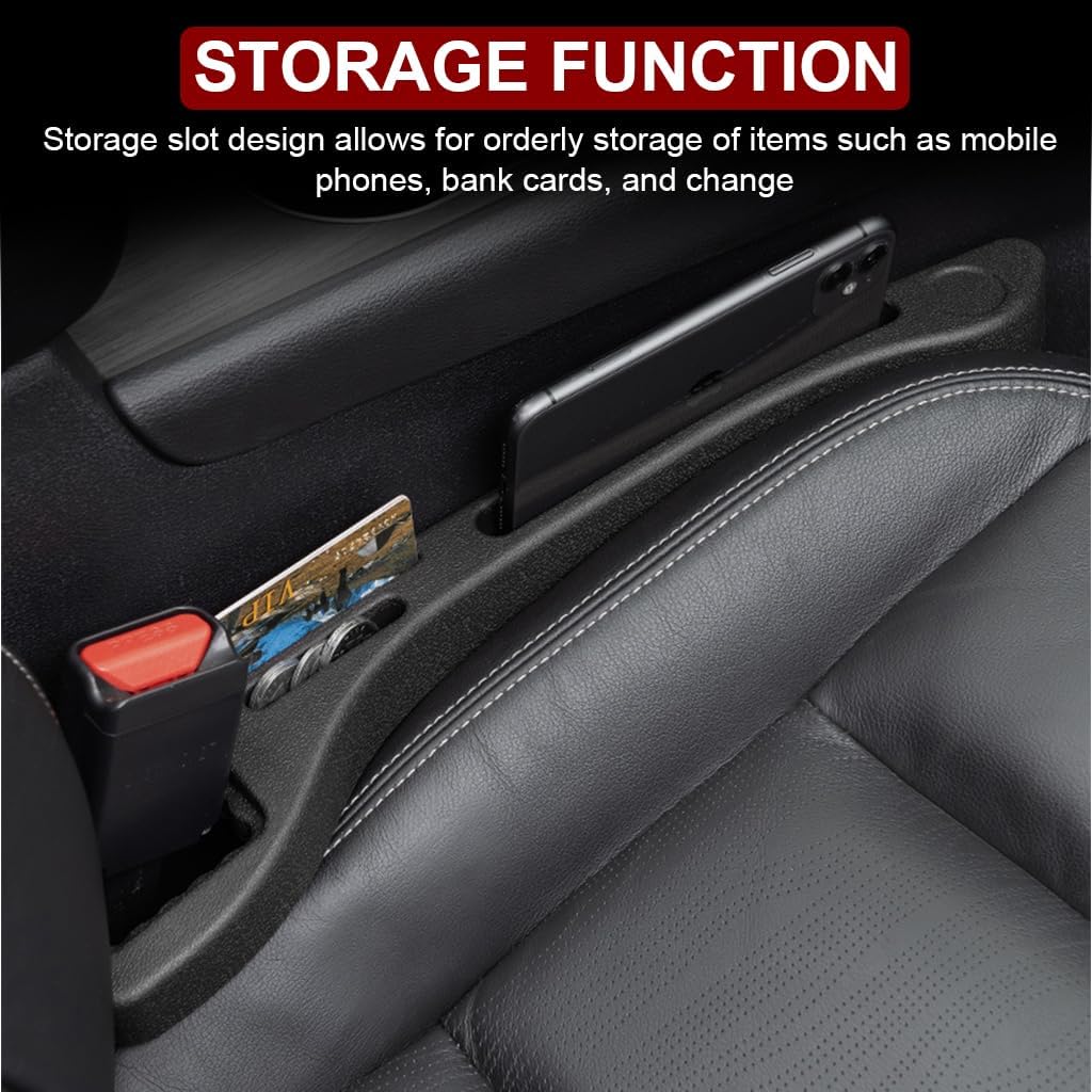 STHIRA Car Seat Gap Filler Organizer for Space Maximization with Three Grooves | 2Pcs Sleek Black Compatible with Most Cars