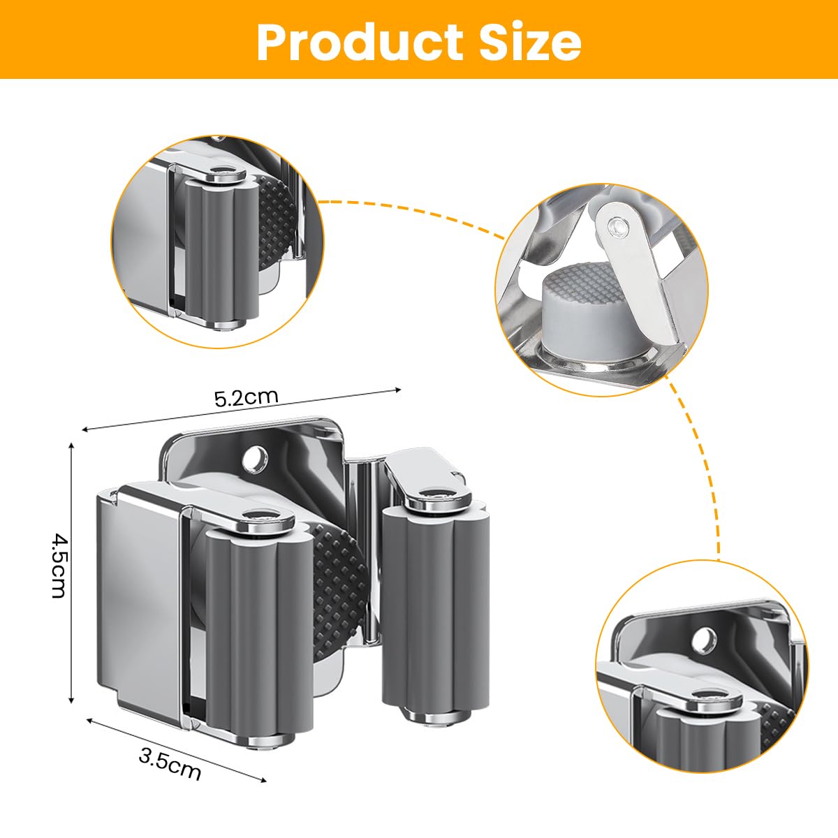 HASTHIP Broom and Mop Holder for Garage and Kitchen with Non Slip Design | Pack of 2 Stainless Steel Wall Mount