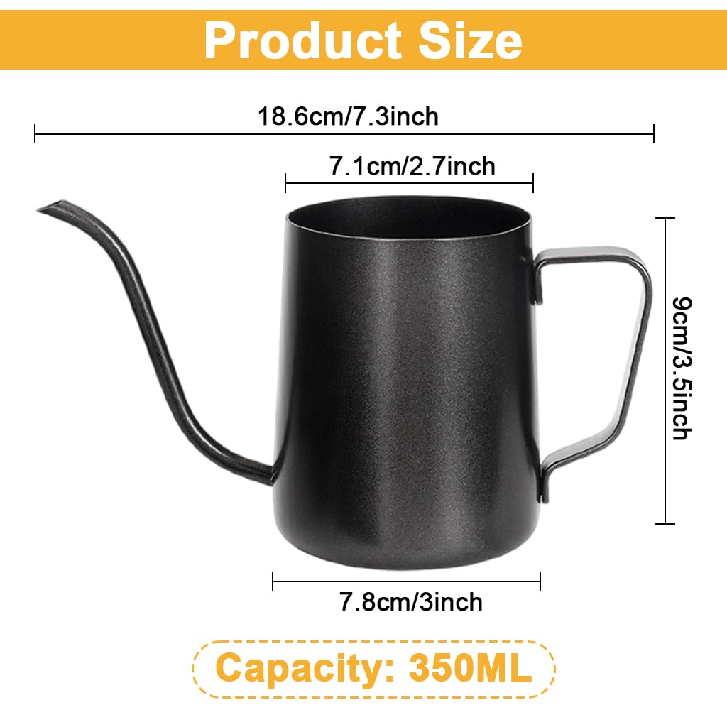 Supvox Gooseneck Water Kettle 350ml for Pour Over Coffee with Heat Proof Handle & 0.45cm Spout