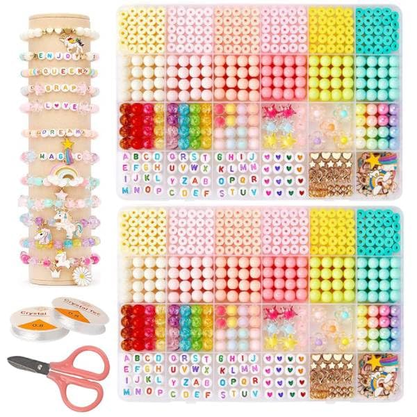 SANNIDHI Bracelet Making Kit for Girls and Women with 2000+ Macaron Beads & Unicorn Charms | DIY Jewelry Gift Set