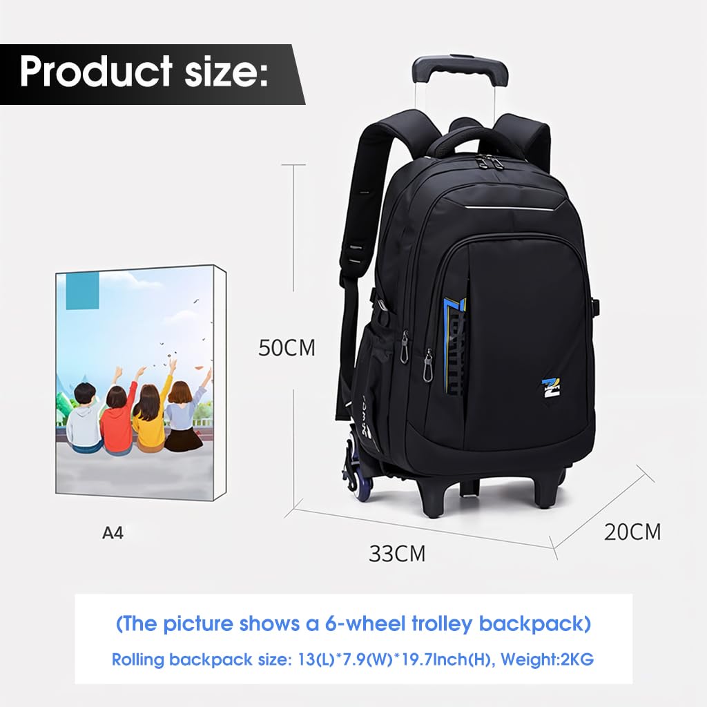 Climberty School Bag with Detachable 6 Wheel Trolley Stand for Boys and Girls | Waterproof Backpack