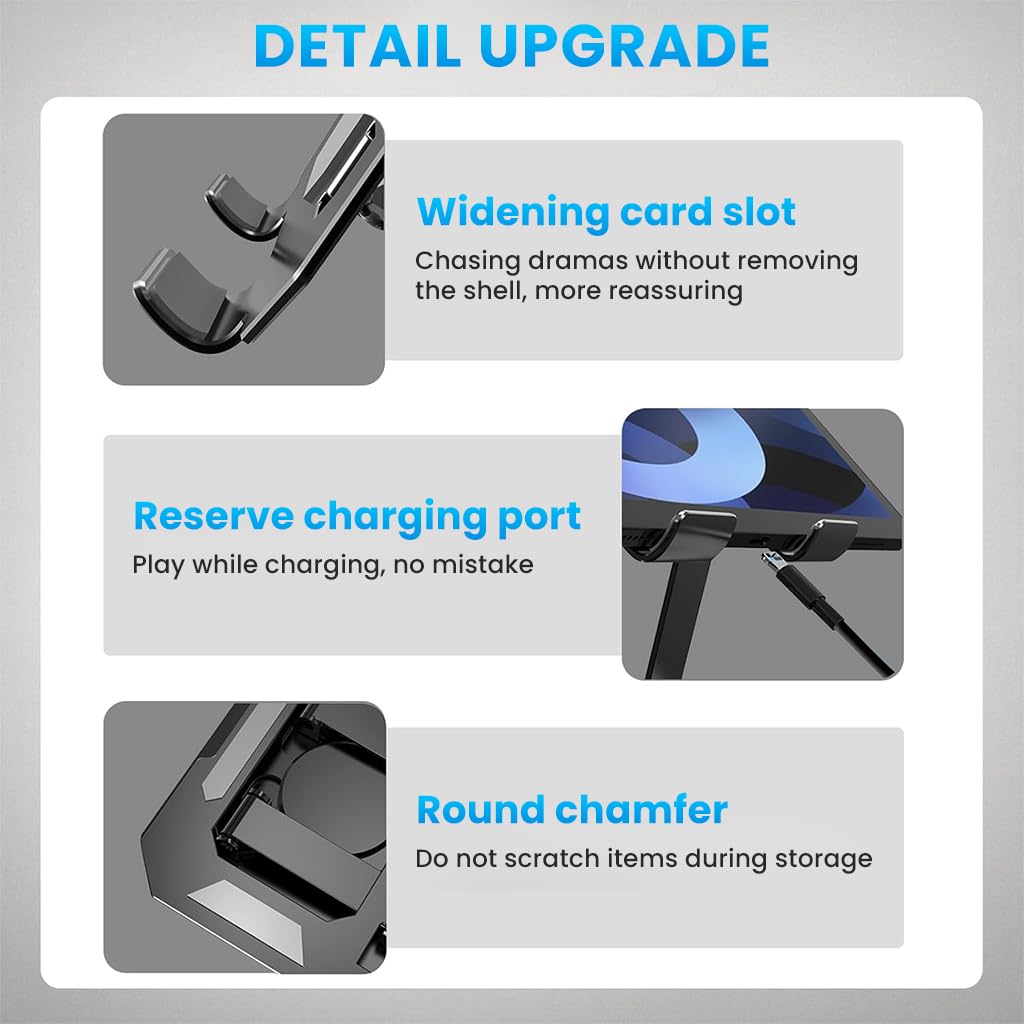 ZIBUYU Universal Metal Phone and Tablet Stand for Desk with 360° Rotation and Cooling Base | Foldable Adjustable Holder for iPhone iPad Samsung