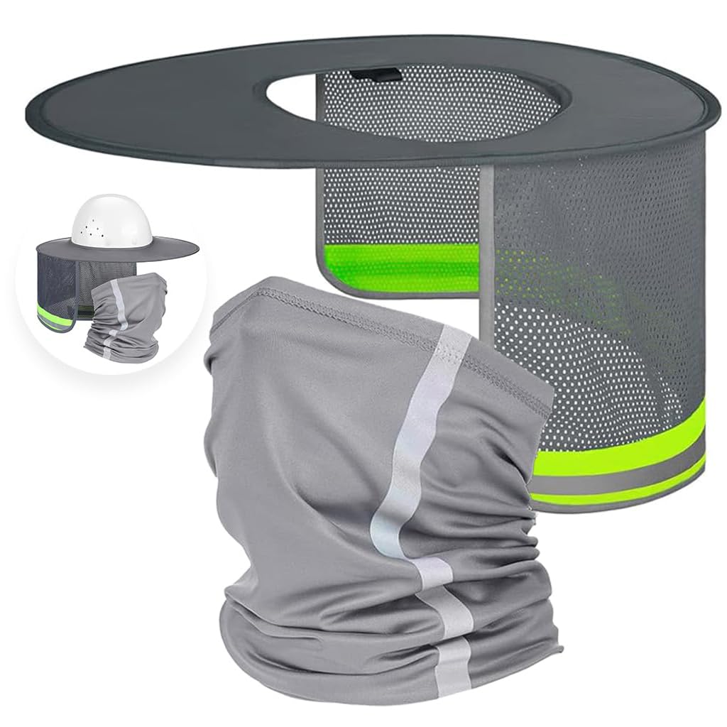 Serplex Hard Hat Sun Shade for Construction Helmets with Reflective Mesh and Neck Gaiter