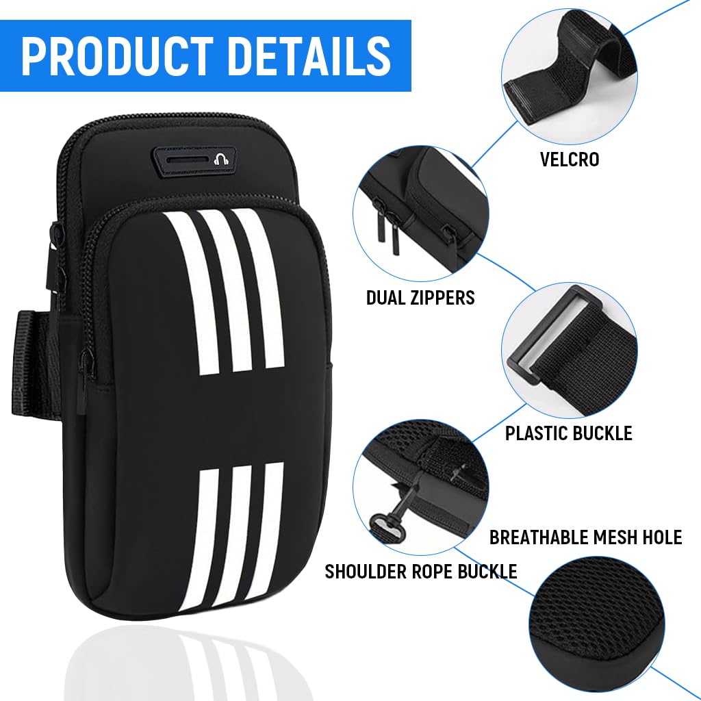 Proberos Running Armband Phone Bag for 7 in Phones with Dual Zipper Pockets and Mesh Back | Waterproof and Adjustable Strap