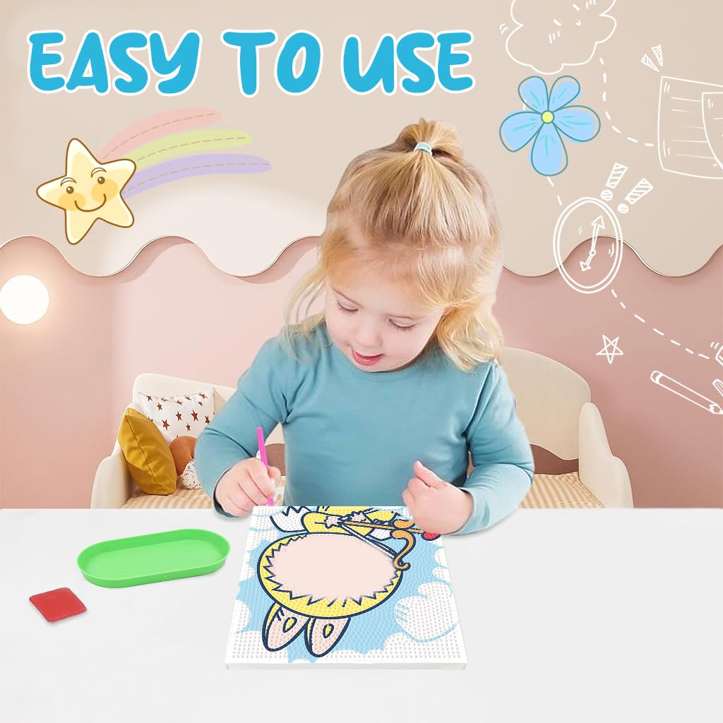 PATPAT DIY Cartoon Diamond Painting Kit with 20x20cm Wooden Frame for Kids & Adults | All Tools Included