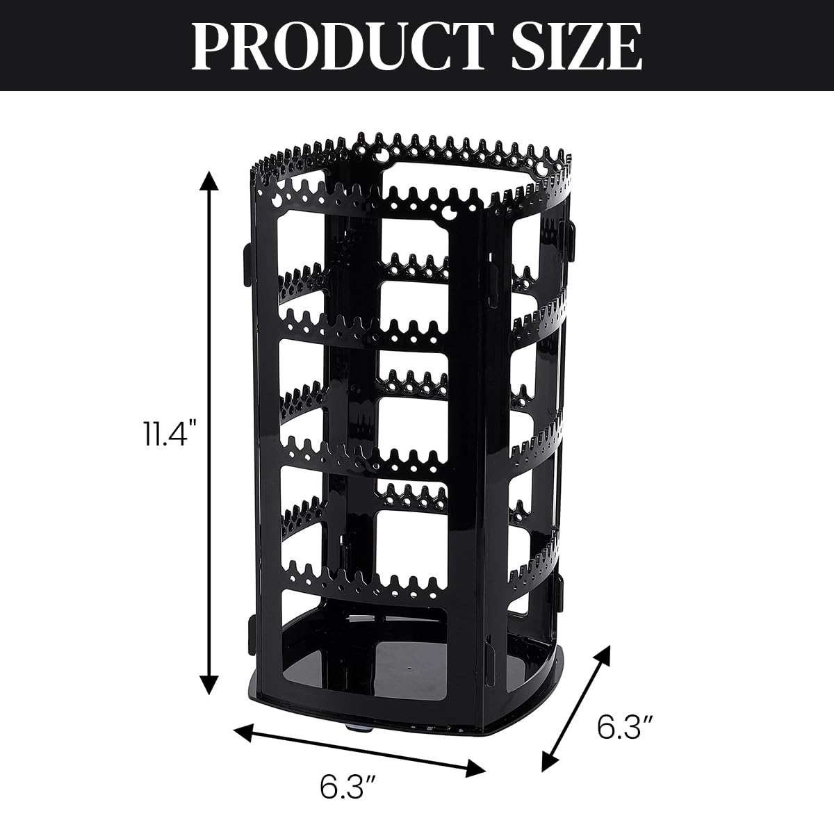 HASTHIP Jewelry Organizer for Earrings and Necklaces with 156 Holes and 360 Rotation | Black Acrylic 4 Tier Stand