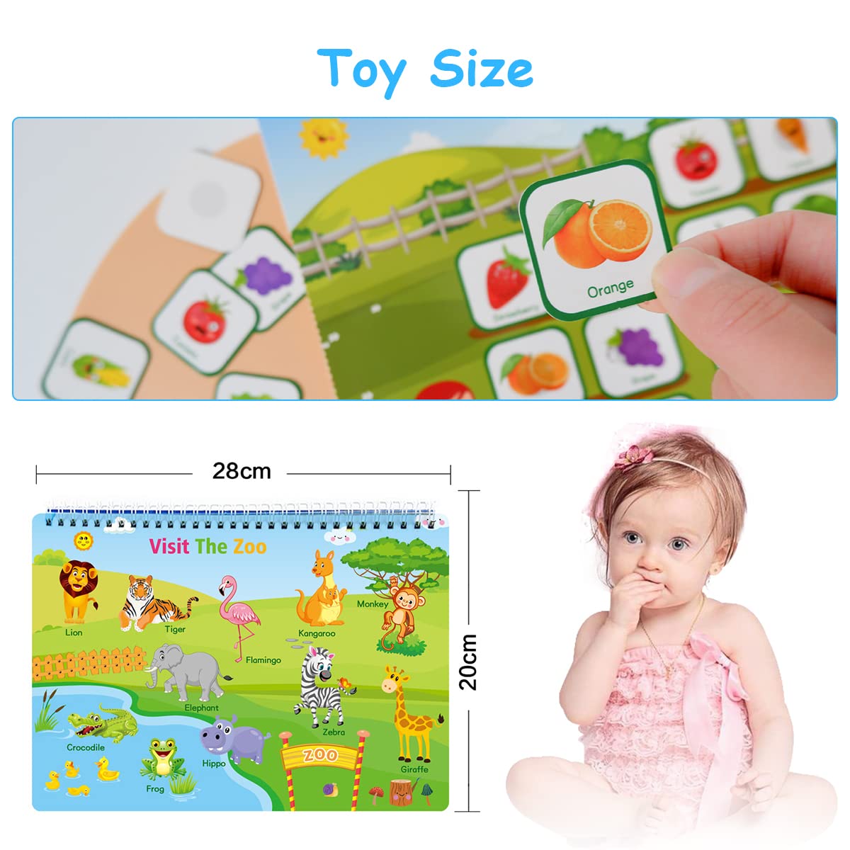 PATPAT Montessori Busy Book for Toddlers with 16 Learning Themes and Waterproof Pages | Educational Sensory Toy for Kids 1–6