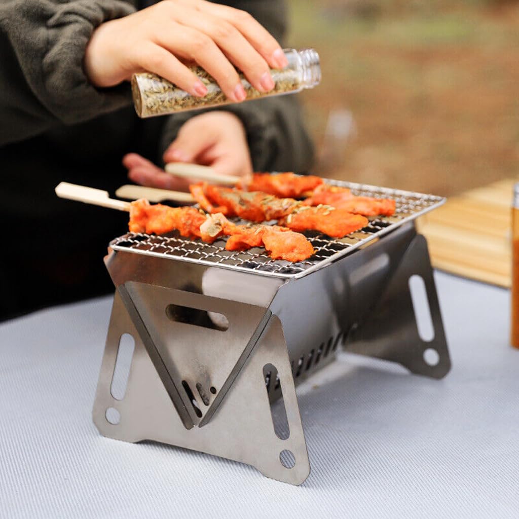 Optifit Camping BBQ Stove for Outdoor Grilling with Optimal Airflow Design | 21x16x13cm Stainless Steel