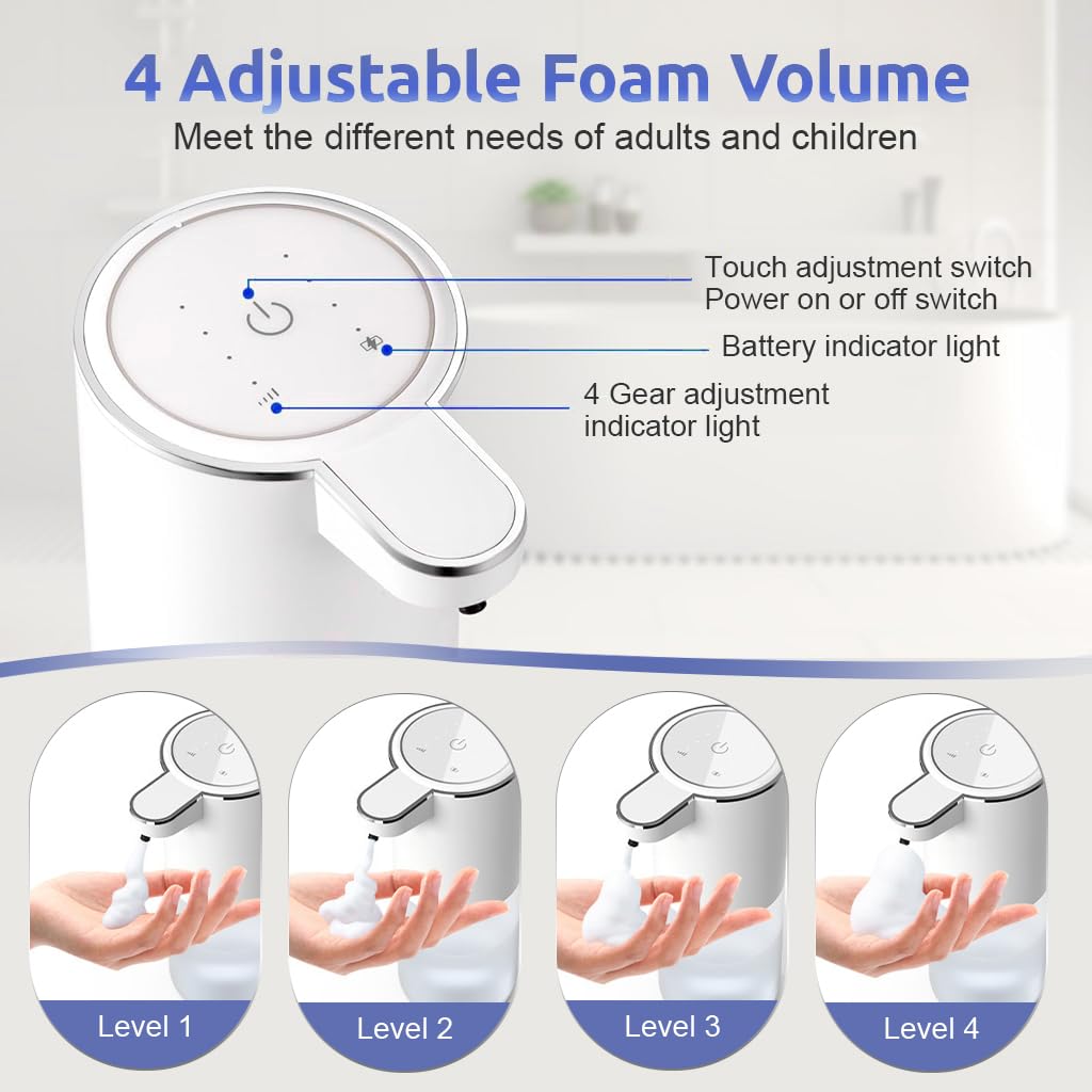 Supvox Automatic Soap Dispenser for Kitchen and Bathroom with 400ml Capacity and USB Recharge | Touchless Foam Hand Washer 2 PCS