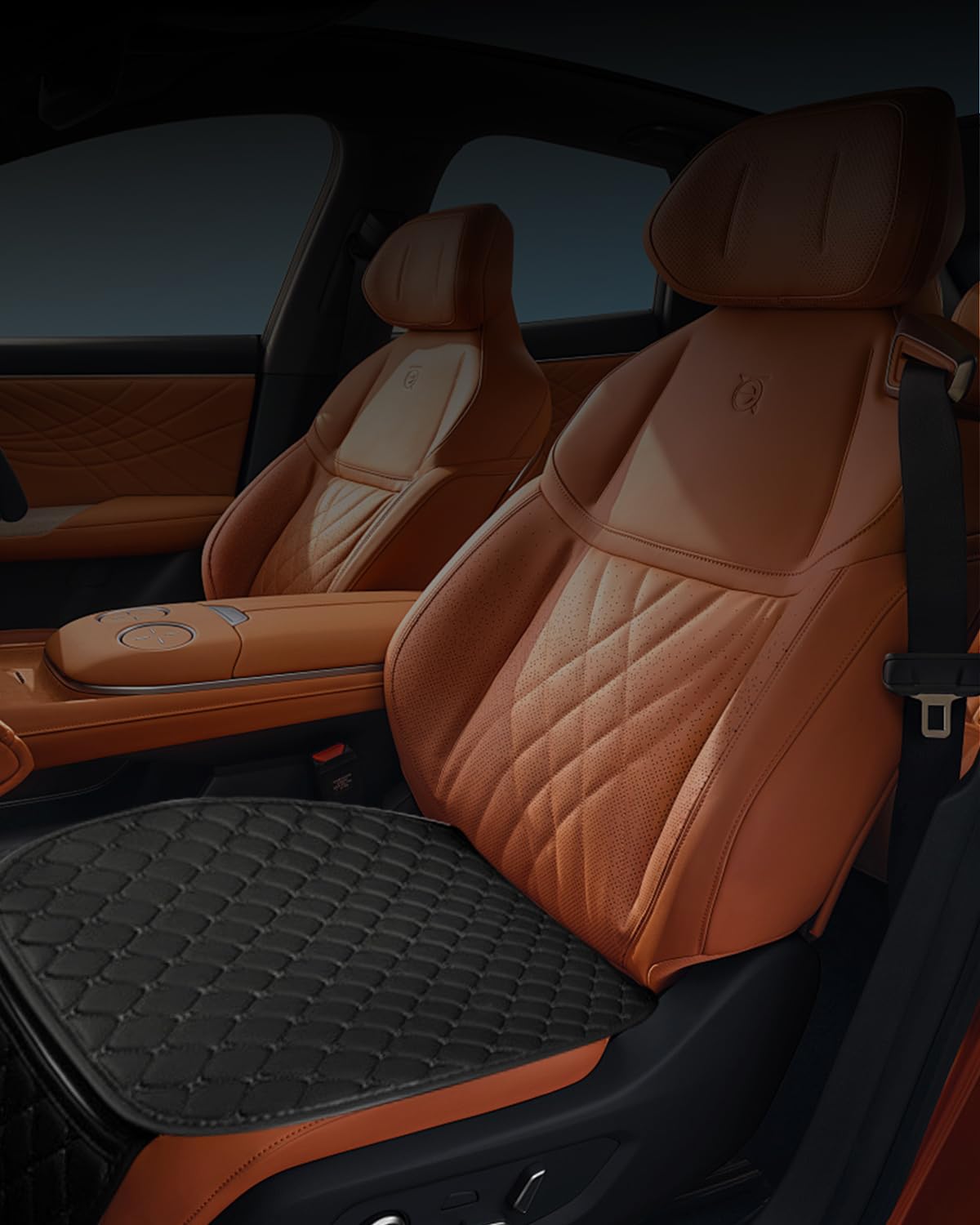 STHIRA Car Seat Covers 9PCS for Front and Rear Seats with Anti Slip Silicone Dot | Black PU Leather Protection and Storage Pouch