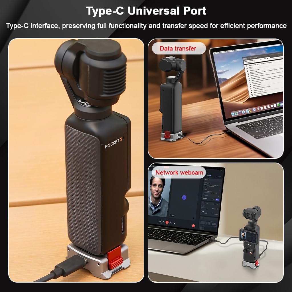 ZORBES Pocket 3 Charging Adapter Base for DJI Camera with 1/4 Screw Mount | 35g Aluminum