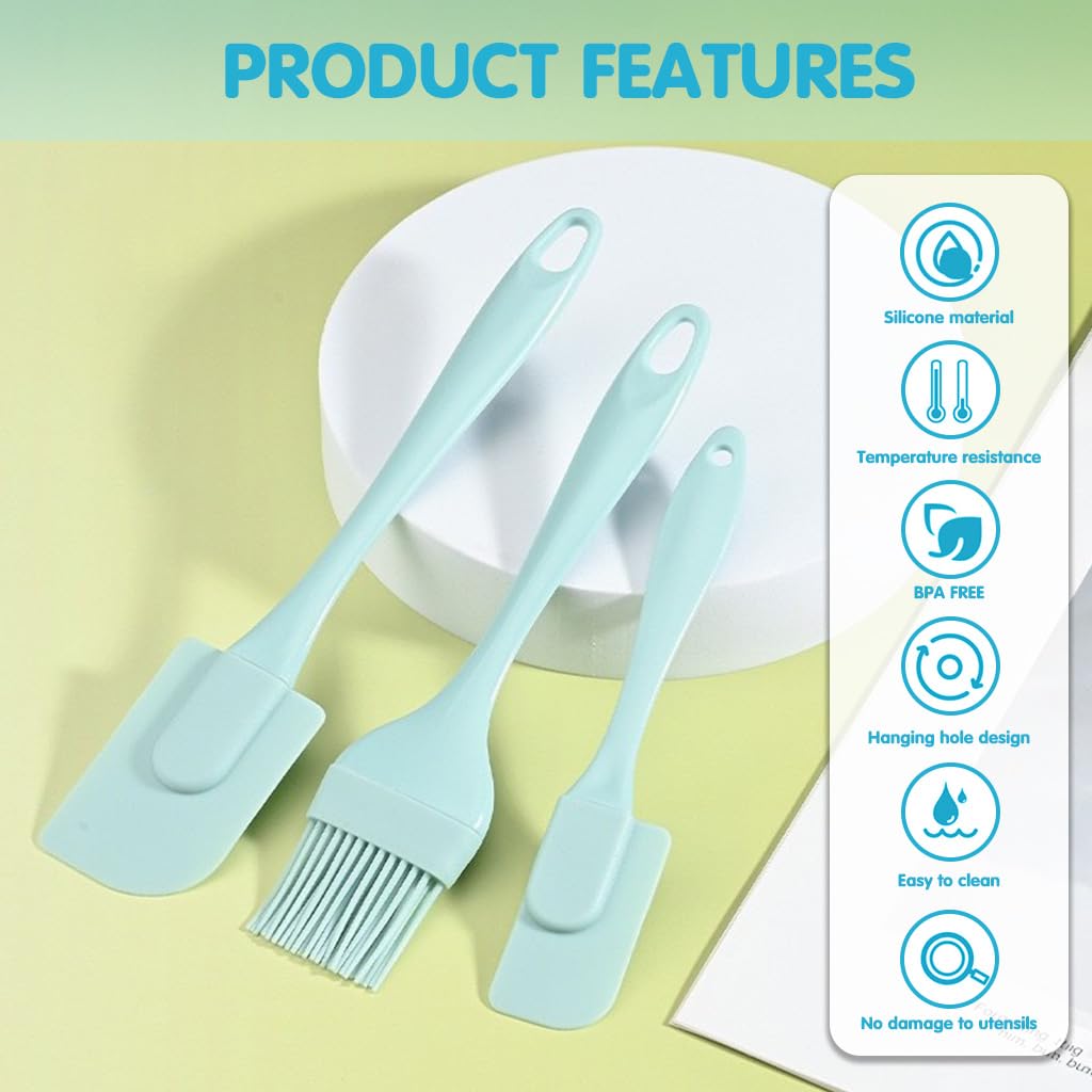 Supvox Silicone Spatula Set for Cooking with Seamless Design and Food Grade Material | 3pcs Blue