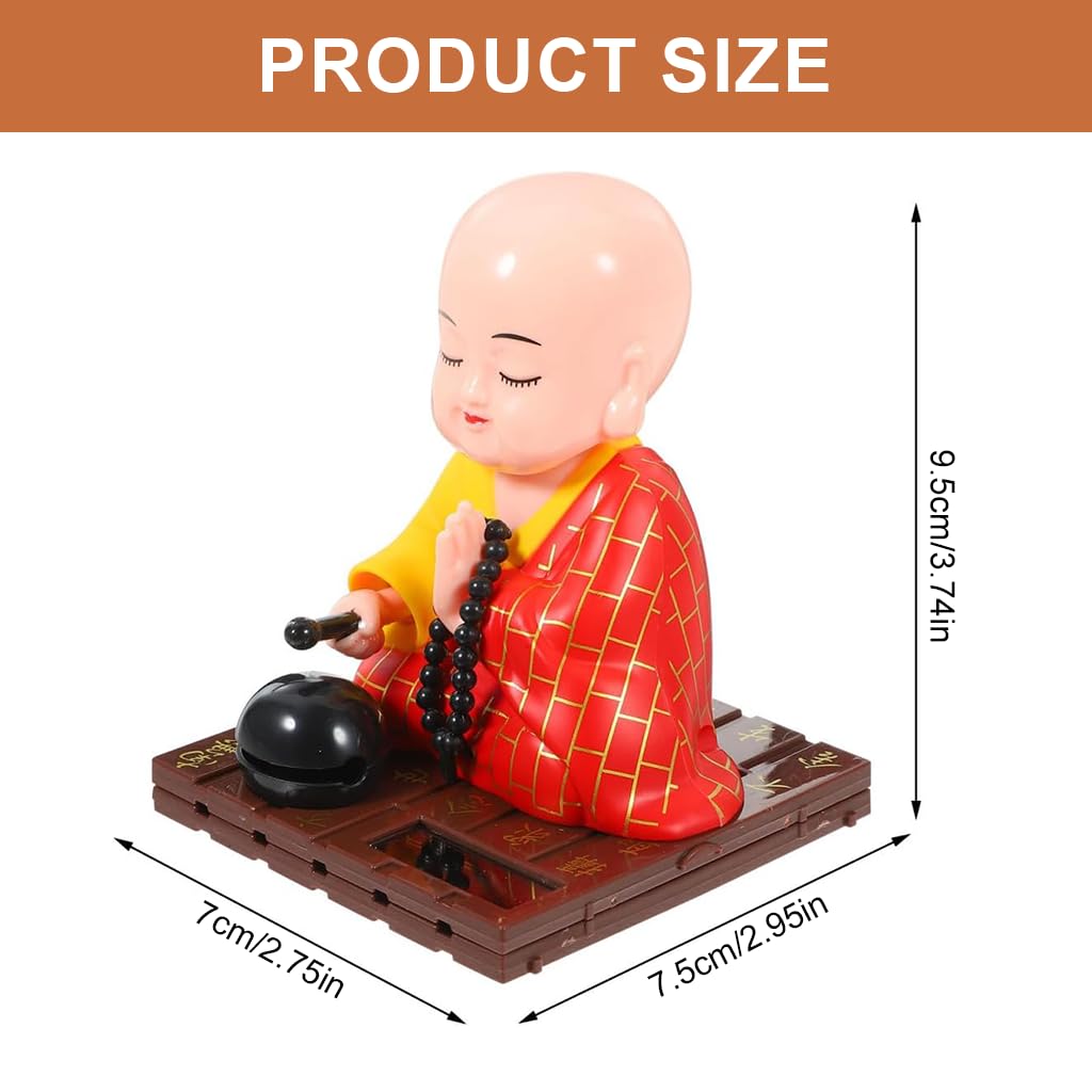 HASTHIP Solar Powered Buddha Figurine for Car or Desk with Moving Head and Hand | 7.5x7.5x9.5cm ABS Meditation Ornament