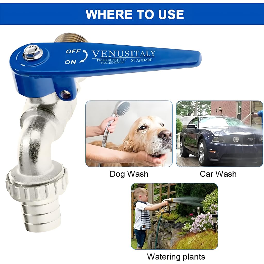 HASTHIP Water Faucet for Outdoor Spigots featuring 1/2 in Thread and Lockable Zinc Alloy Design