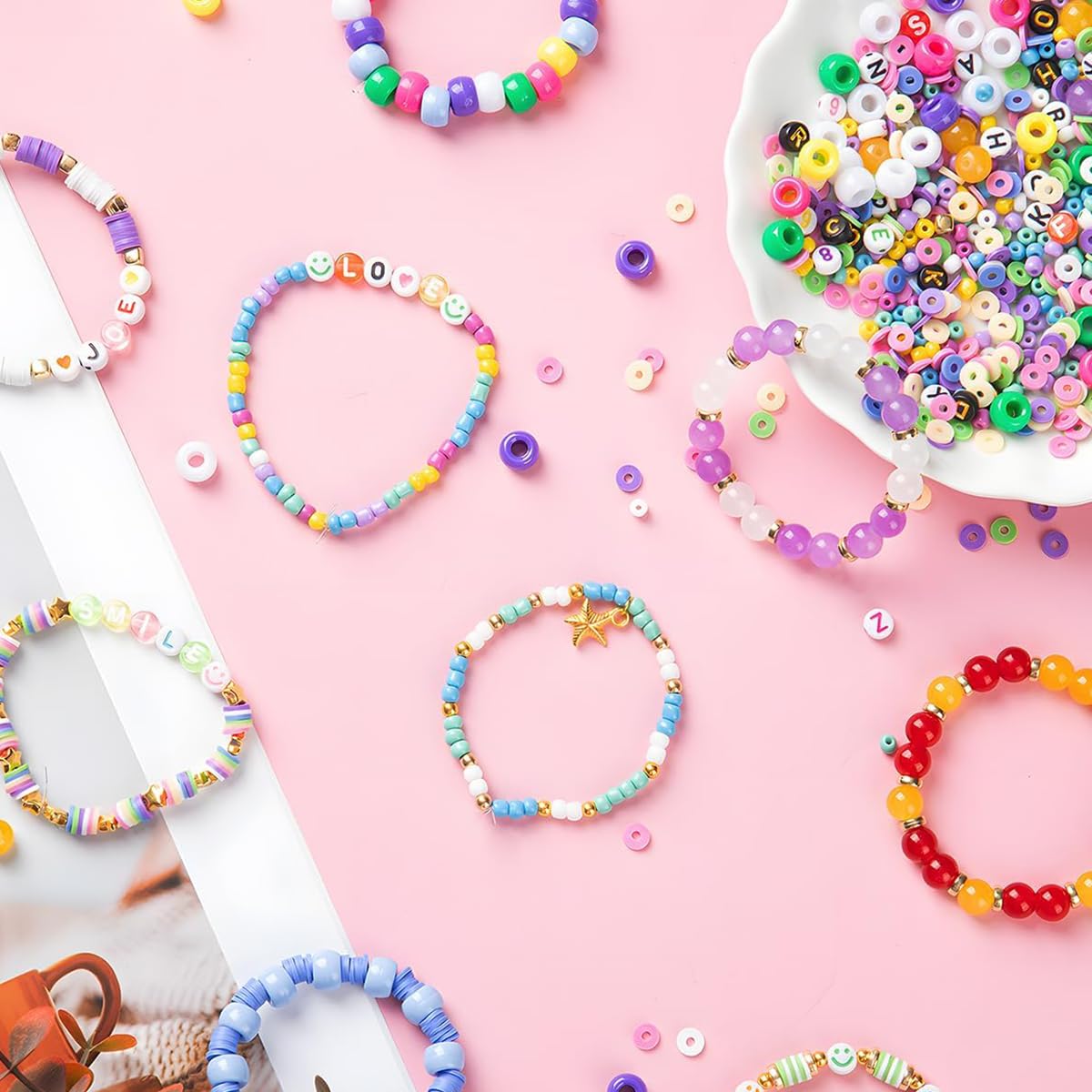 SANNIDHI Beads Kit for Bracelet Making with 24 Colors and 7 Types including Charms | DIY Jewelry Set for Kids and Adults