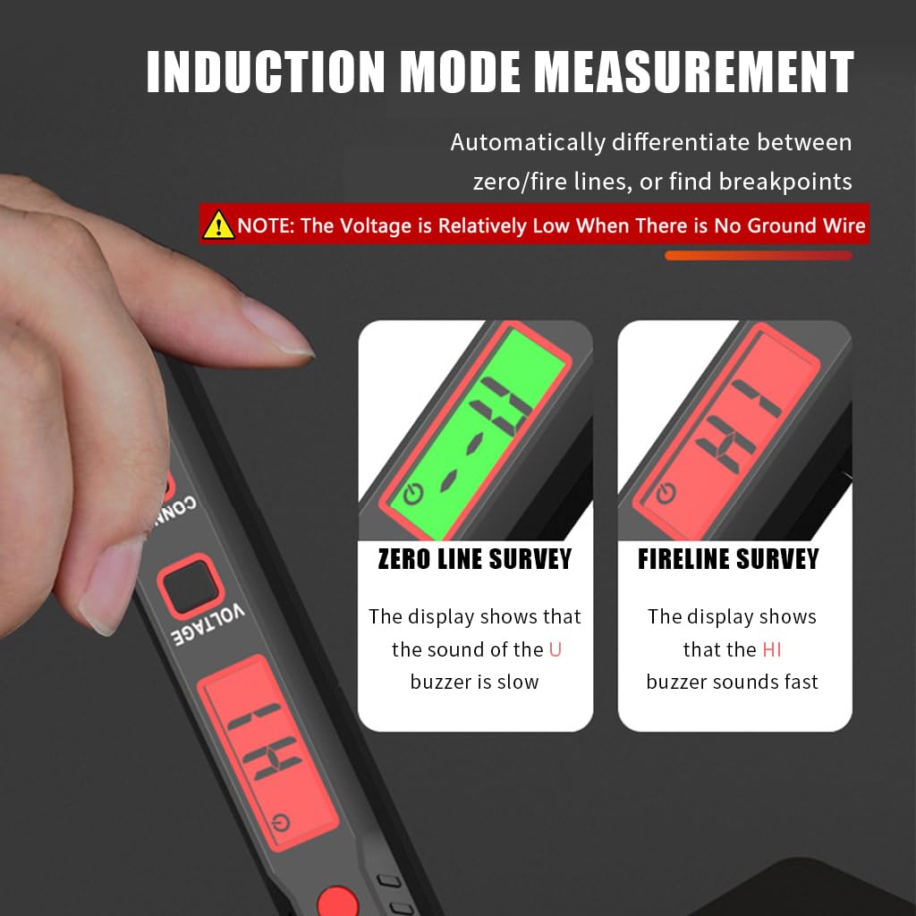 Serplex® Voltage Tester Non-Contact Voltage Test Pen Voltage Tester Pen for AC 12V-300V, Live/Neutral Wire Tester, with LCD Display, Light & Sound Alarm, Auto Off, Battery Operated (NOT Included)