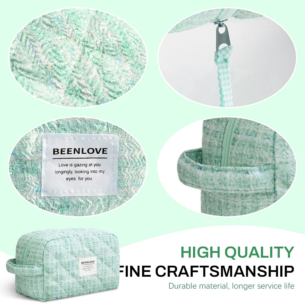MAYCREATE Cotton Bra Organizer Bag for Travel with 3 Compartments 24x11x15 cm | Green Lingerie Storage