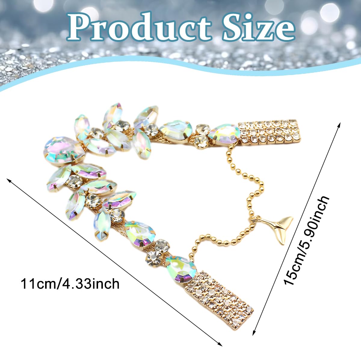 HASTHIP Flip Flop Charm for DIY Sandal Decoration featuring 11cm Chain Style & Alloy Rhinestone