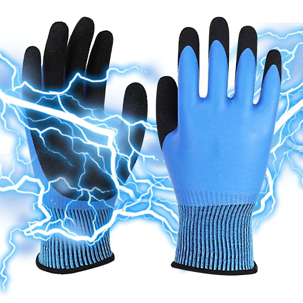 Serplex® 2 Pair Electrical Insulated Gloves for Men & Women, 1000V High Voltage Safety, Flame Retardant, Non-Slip Rubber Grip, Multipurpose Work Gloves for Electricians, DIY, Repairs
