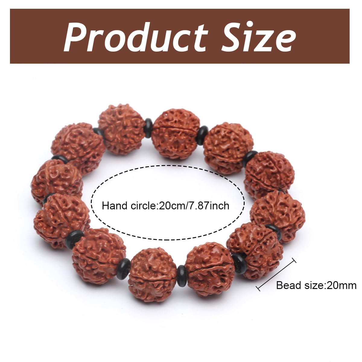 Venzina Rudraksha Bracelet for Meditation and Yoga with 18mm 5 Mukhi Beads | Spiritual Gift