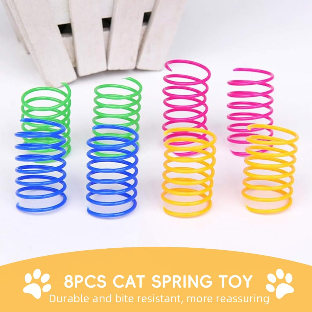 Qpets Cat Spring Toys for Indoor Play with 9cm Coil Design and ABS Material | 8 Pack