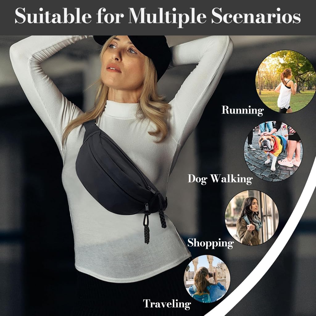 ZIBUYU Waist Bag for Men featuring Double Layer Storage with Waterproof Nylon Design | Lightweight Crossbody Travel Pouch