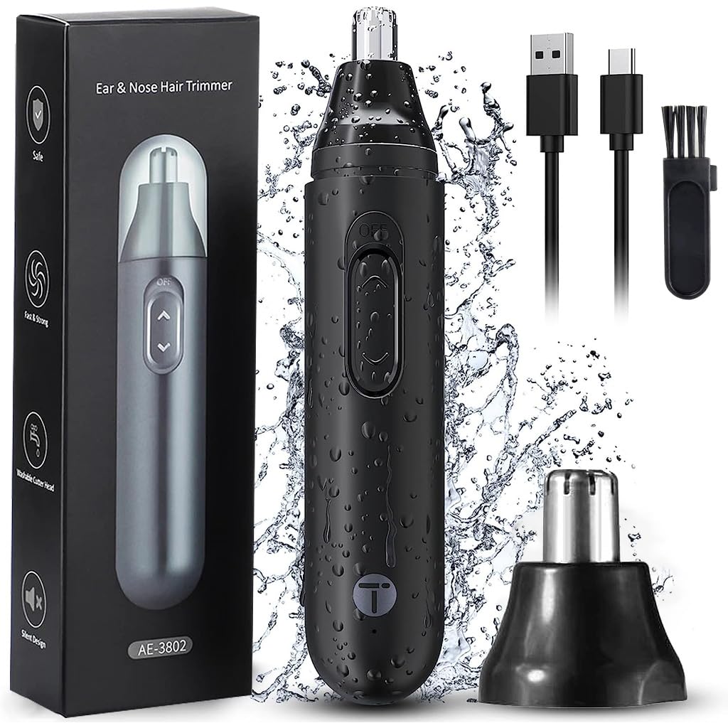 HANNEA Electric Nose Hair Trimmer for Men with 8000 RPM Motor and 360° Rotating Blade | USB Rechargeable IPX5 Waterproof Design
