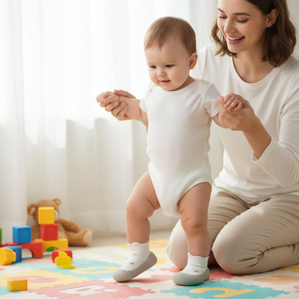 SNOWIE SOFT Winter Baby Shoes for 6–12 Months with Anti Skid Rubber Sole and Plush Liner