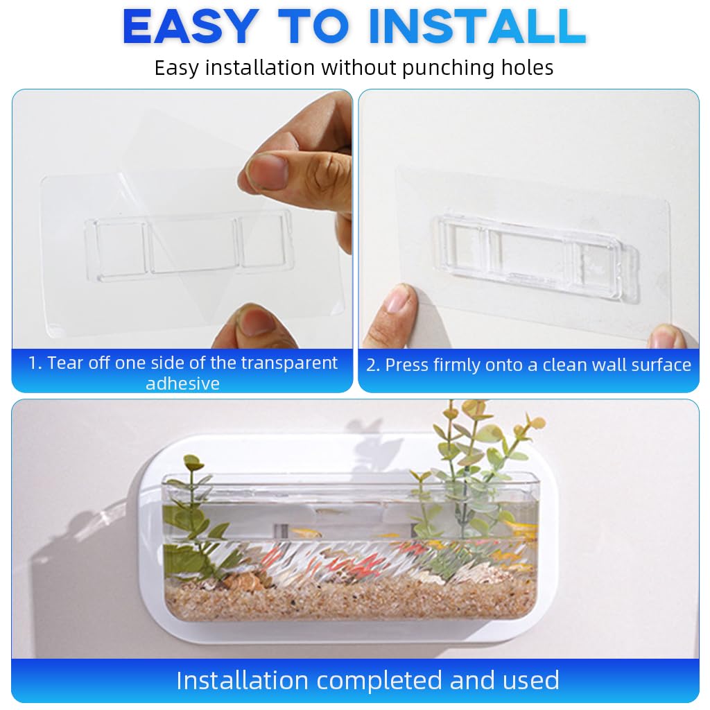 Qpets Wall Fish Tank for Home and Office Decor with Self Adhesive Mount | Transparent Plastic Organizer