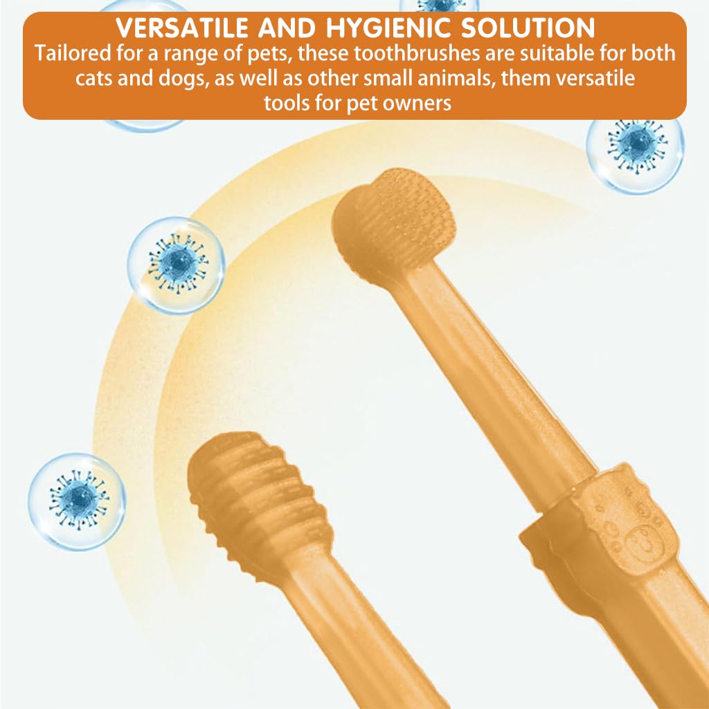 Qpets Dog Toothbrush 2pcs Set for Cats and Dogs with Silicone Bristles and Tongue Scraper | Includes Storage Box for Hygienic Pet Dental Care