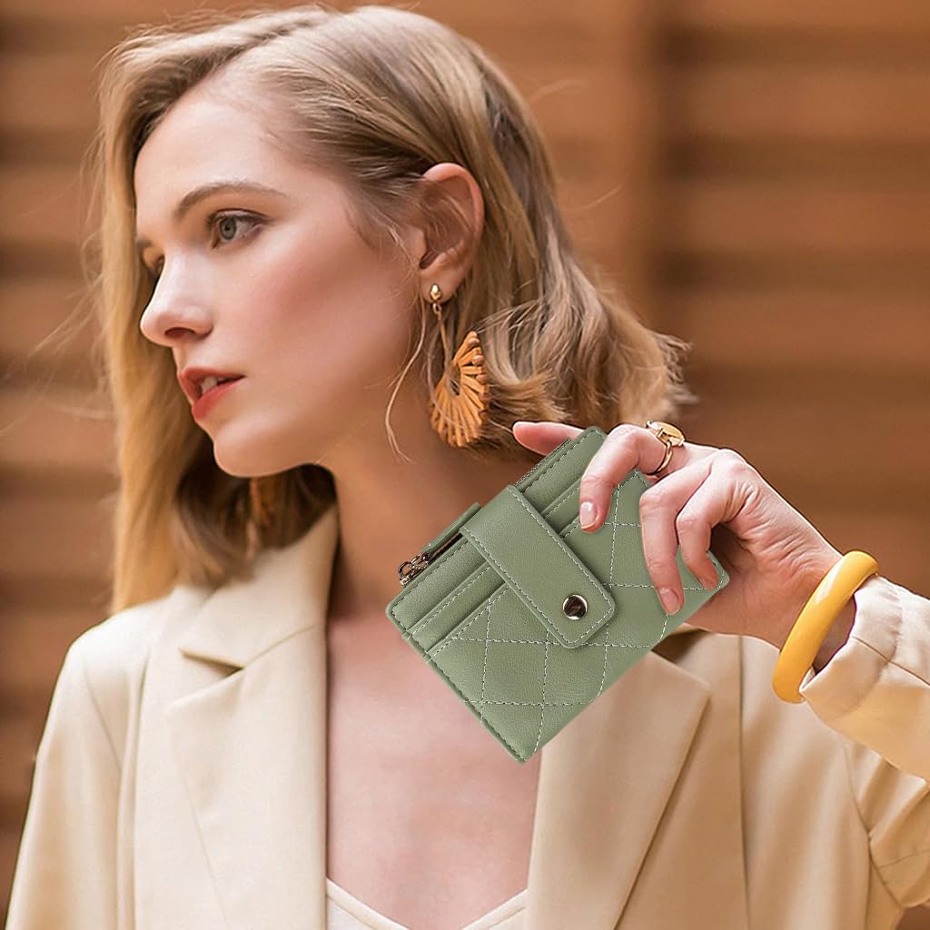 Zibuyu Wallet for Women with Multi Card Slots and Snap Button Closure 11.5 x 9 cm | Mint Green PU