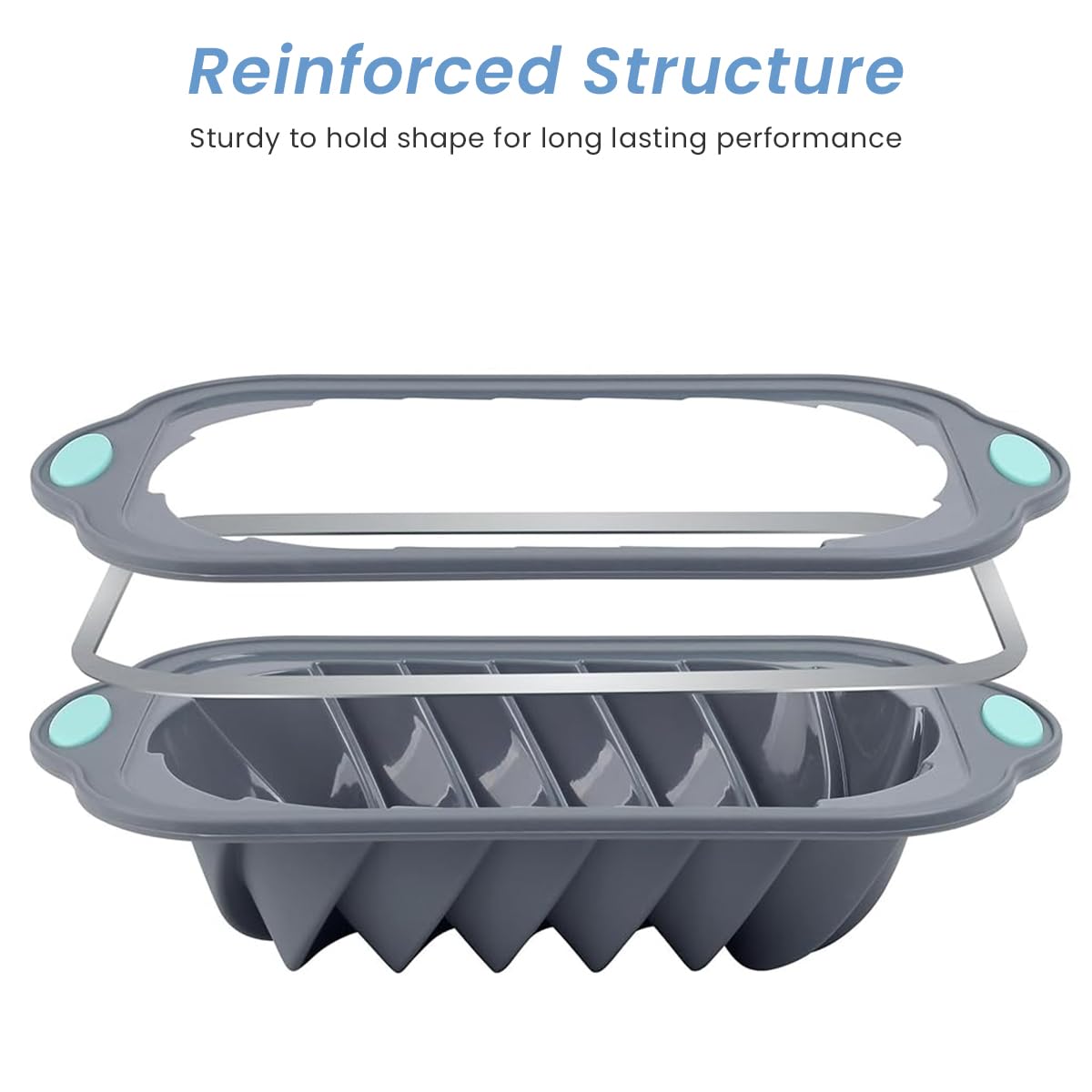 Supvox Silicone Cake Mold for Baking with Ear Handles and Symmetrical Pattern 25.7x15x6.3cm