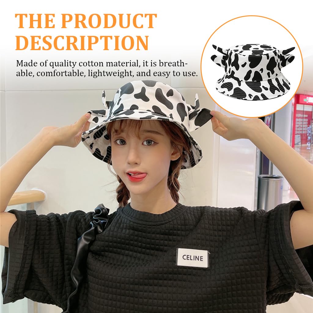 PALAY® Women Sun Hat Bucket Hat Cute Cow Print Beach Hat Summer Hat for Women Adjustable Sun Hat for Women Girls Hat