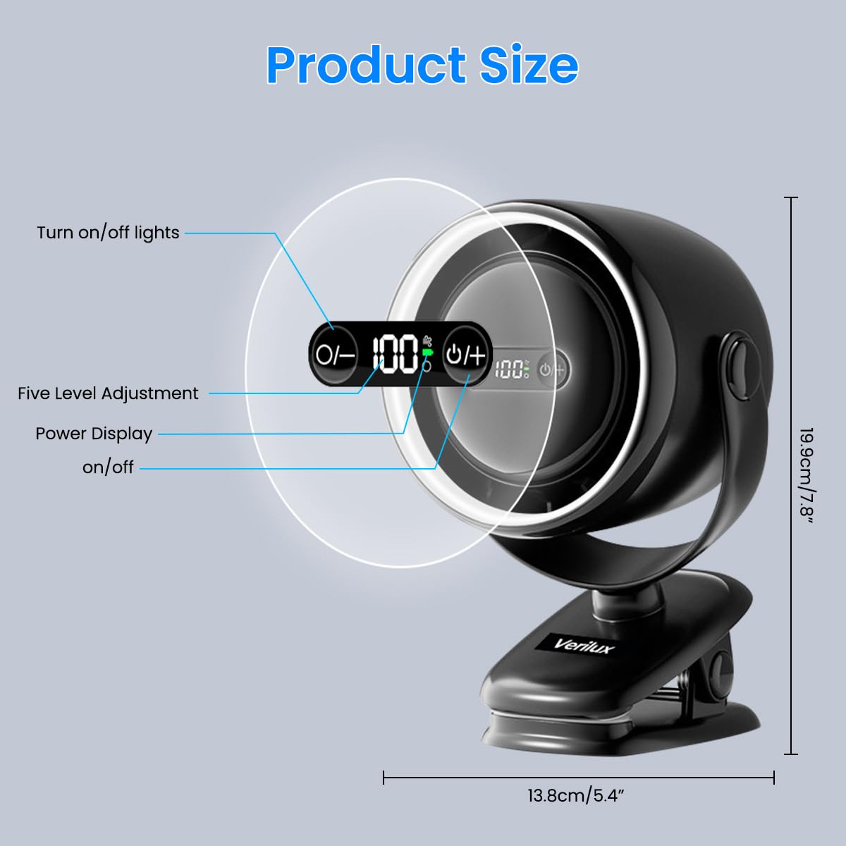 Verilux Rechargeable Table Fan for Home and Camping with 8000 mAh Battery & Remote Control