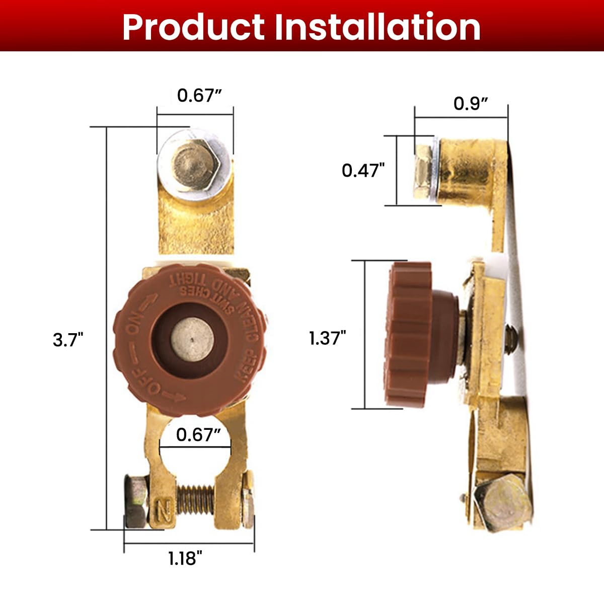 STHIRA Disconnect Switch for Car Truck Marine RV featuring Twist Knob 12V 125A Pure Copper | 3PCS