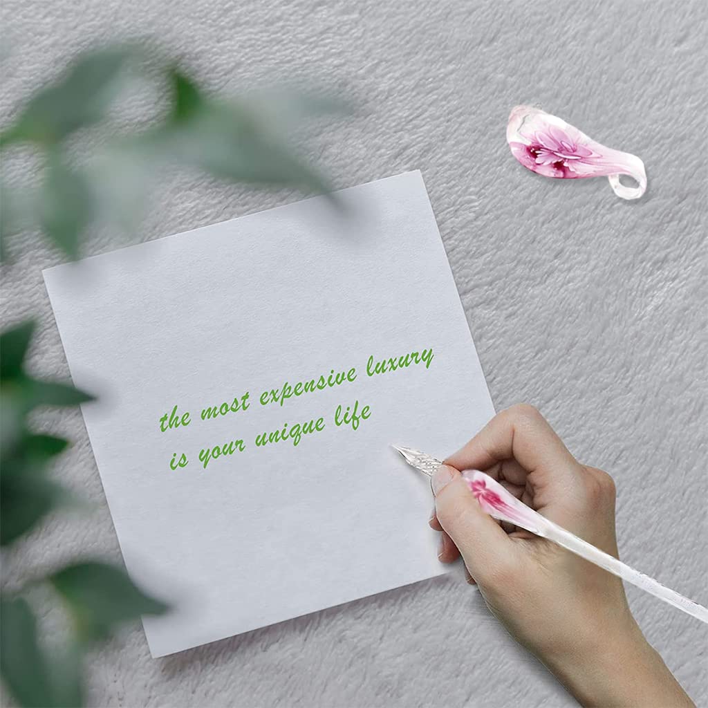 Climberty Glass Dip Pen Set for Calligraphy with 4 Colors Ink and Crystal Pen Holder | Gift Box